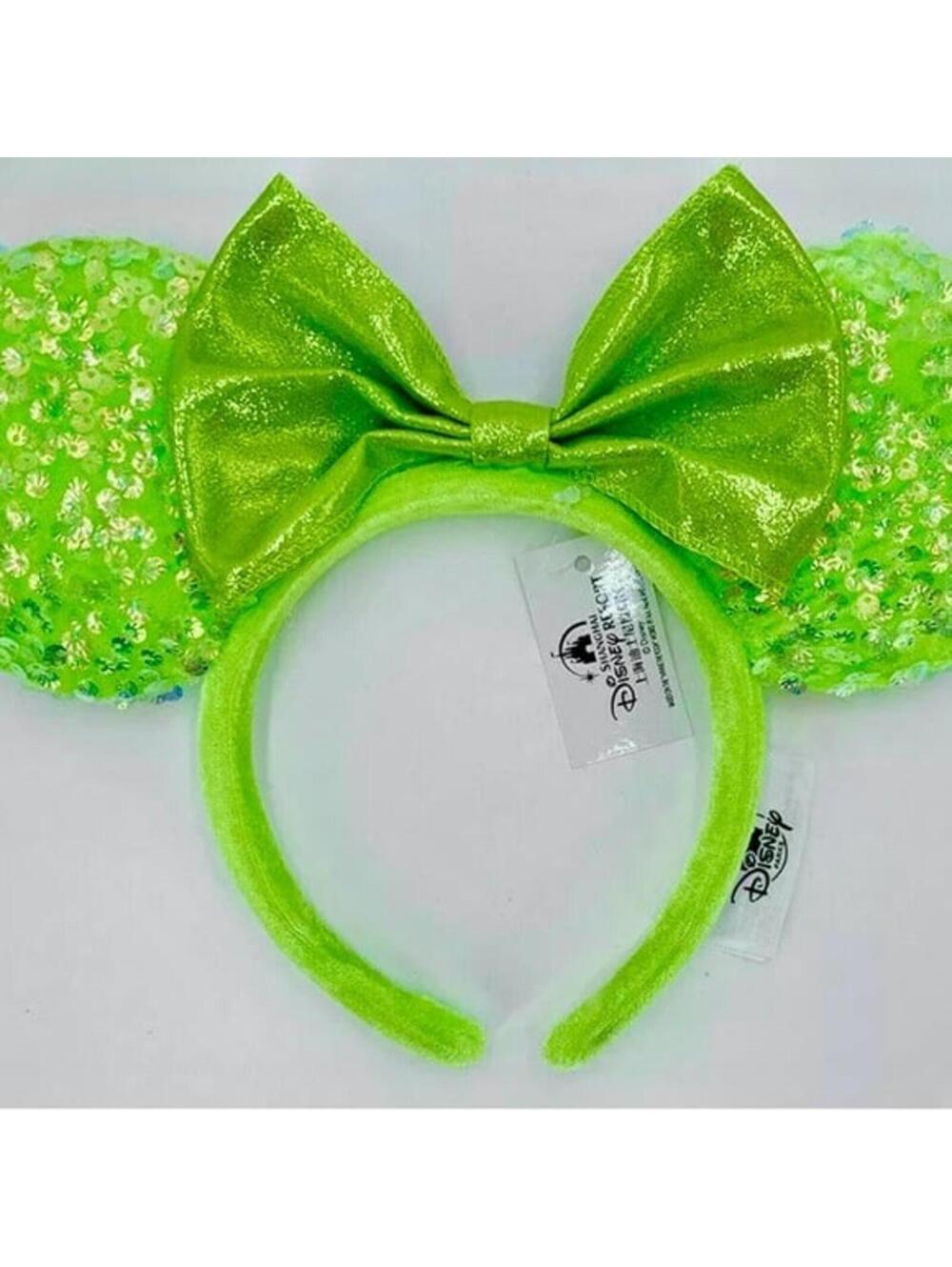 Disney Neon Green Sequin Minnie Ears Headband Lime